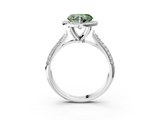 White gold Fancy Green Heart  Cut Halo Pave Band Four-Prong Setting Ring_3