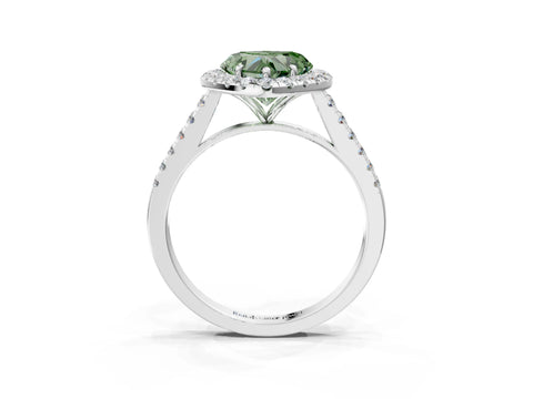 White gold Fancy Green Heart Cut Halo Pave Diamond Engagement Ring with Four-Prong Setting_3