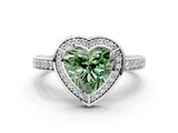 White gold Fancy Green Heart  Cut Halo Pave Split Shank Prong Setting Ring_32
