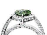 White gold Fancy Green Heart  Cut Halo Pave Split Shank Prong Setting Ring_36