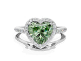 White gold Fancy Green Heart Cut Halo Round Diamond Pavé Band with Four-Prong Setting_15