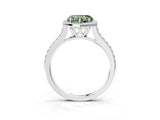White gold Fancy Green Heart Cut Halo Round Diamond Pavé Band with Four-Prong Setting_18