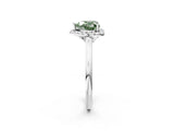 White gold Fancy Green Heart Cut Halo Round Diamond Solitaire Engagement Ring with Pave Band and Four-Prong Setting_26