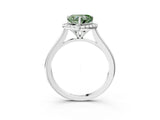 White gold Fancy Green Heart Cut Halo Round Diamond Solitaire Engagement Ring with Pave Band and Four-Prong Setting_27