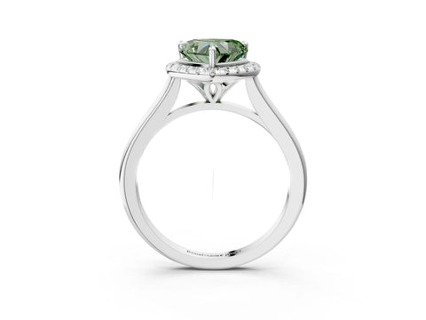White gold Fancy Green Heart Cut Halo Round Diamond Solitaire Engagement Ring with Pave Band and Four-Prong Setting_27
