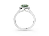 White gold Fancy Green Heart Cut Halo Round Diamond Solitaire Ring with Pavé Band and Four-Prong Setting_15