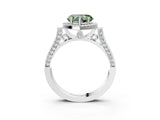 White gold Fancy Green Heart Cut Halo Round Diamond Twist Band with Four-Prong Setting_27