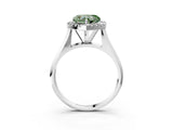 White gold Fancy Green Heart  Cut Halo Solitaire Engagement Ring with Square Band and Four-Prong Setting_123