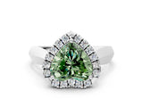 White gold Fancy Green Heart  Cut Halo Solitaire Engagement Ring with Square Band and Four-Prong Setting_12