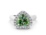 White gold Fancy Green Heart  Cut Halo Solitaire Engagement Ring with Square Band and Four-Prong Setting_84
