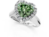 White gold Fancy Green Heart  Cut Halo Solitaire Engagement Ring with Square Band and Four-Prong Setting_85