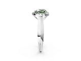 White gold Fancy Green Heart  Cut Halo Solitaire Engagement Ring with Square Band and Four-Prong Setting_86