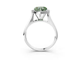 White gold Fancy Green Heart  Cut Halo Solitaire Engagement Ring with Square Band and Four-Prong Setting_87