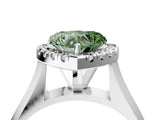 White gold Fancy Green Heart  Cut Halo Solitaire Engagement Ring with Square Band and Four-Prong Setting_88