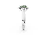 White gold Fancy Green Heart  Cut Halo Solitaire Engagement Ring with Square Band and Four-Prong Setting_91