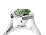 White gold Fancy Green Heart  Cut Halo Solitaire Engagement Ring with Square Band and Four-Prong Setting_93