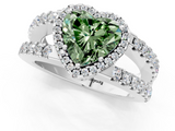 White gold Fancy Green Heart  Cut Halo Split Shank Diamond Ring with Four-Prong Setting_1