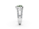 White gold Fancy Green Heart  Cut Halo Split Shank Diamond Ring with Four-Prong Setting_2