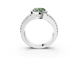 White gold Fancy Green Heart  Cut Halo Split Shank Diamond Ring with Four-Prong Setting_3