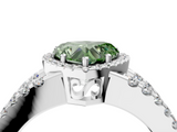 White gold Fancy Green Heart  Cut Halo Split Shank Diamond Ring with Four-Prong Setting_4