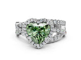 White gold Fancy Green Heart  Cut Halo Split Shank Prong Setting Ring_24