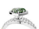 White gold Fancy Green Heart  Cut Halo Split Shank Prong Setting Ring_28
