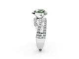White gold Fancy Green Heart  Cut Halo Split Shank Prong Setting Ring_2
