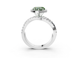 White gold Fancy Green Heart  Cut Halo Split Shank Prong Setting Ring_3