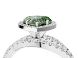 White gold Fancy Green Heart  Cut Halo Split Shank Prong Setting Ring_4