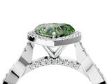 White gold Fancy Green Heart Cut Halo Twist Band with Four-Prong Setting_4