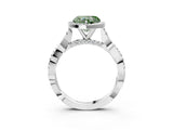 White gold Fancy Green Heart Cut Halo Twist Band with Four-Prong Setting_75