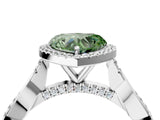 White gold Fancy Green Heart Cut Halo Twist Band with Four-Prong Setting_76