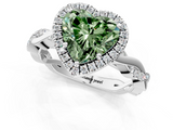 White gold Fancy Green Heart  Cut Halo Twisted Band Four-Prong Ring_1