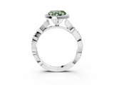 White gold Fancy Green Heart  Cut Halo Twisted Band Four-Prong Ring_3