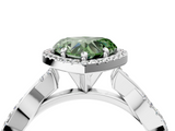 White gold Fancy Green Heart  Cut Halo Twisted Band Four-Prong Ring_4