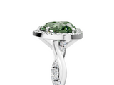 White gold Fancy Green Heart  Cut Halo Twisted Band Four-Prong Ring_5