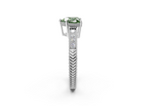 White gold Fancy Green Heart  Cut Milgrain Channel Set Engagement Ring with Solitaire Prong Setting_2