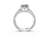White gold Fancy Green Heart  Cut Milgrain Channel Set Engagement Ring with Solitaire Prong Setting_3