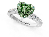 White gold Fancy Green Heart  Cut Pavé Band Solitaire Ring with Four-Prong Setting_1