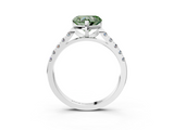 White gold Fancy Green Heart  Cut Pavé Band Solitaire Ring with Four-Prong Setting_13