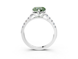 White gold Fancy Green Heart  Cut Pavé Band Solitaire Ring with Four-Prong Setting_20