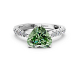 White gold Fancy Green Heart  Cut Pavé Band Solitaire Ring with Four-Prong Setting_23