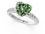 White gold Fancy Green Heart  Cut Pavé Band Solitaire Ring with Four-Prong Setting_24