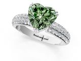 White gold Fancy Green Heart  Cut Pave Diamond Engagement Ring with Channel Set Band and Four-Prong Setting_1