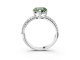 White gold Fancy Green Heart  Cut Pave Diamond Engagement Ring with Channel Set Band and Four-Prong Setting_3