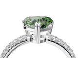 White gold Fancy Green Heart  Cut Pave Diamond Engagement Ring with Channel Set Band and Four-Prong Setting_4