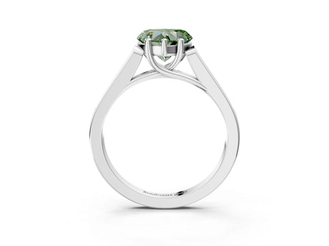 White gold Fancy Green Heart Cut Solitaire Cathedral Diamond Engagement Ring with Channel-Set Band and Four-Prong Setting_6