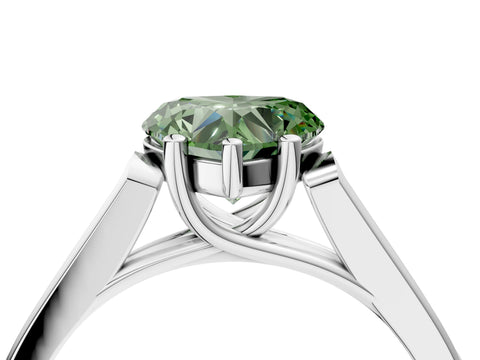 White gold Fancy Green Heart Cut Solitaire Cathedral Diamond Engagement Ring with Channel-Set Band and Four-Prong Setting_7