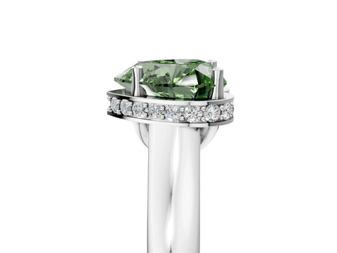White gold Fancy Green Heart Cut Solitaire Diamond Engagement Ring with Four-Prong Setting and Tapered Band_17