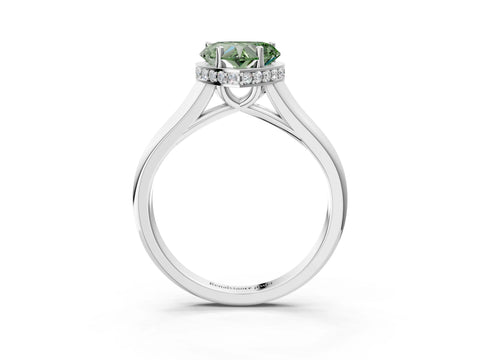 White gold Fancy Green Heart Cut Solitaire Diamond Engagement Ring with Four-Prong Setting and Tapered Band_3